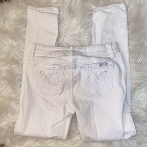 Seven7 white jeans with rhinestones